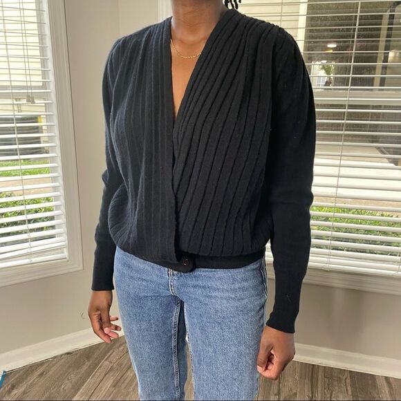 Norman Mayer Vintage Lambswool Angora Rabbit Deep V-Neck cardigan Sweater - Picture 8 of 9